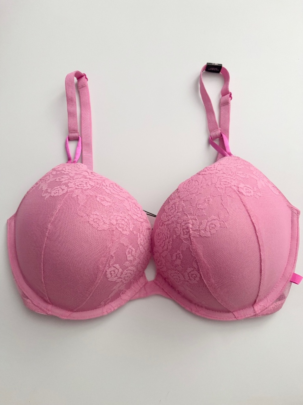 Victoria's Secret Bra Sexy Push Up Pink Mesh w/ Lace Trim Underwire Nwt